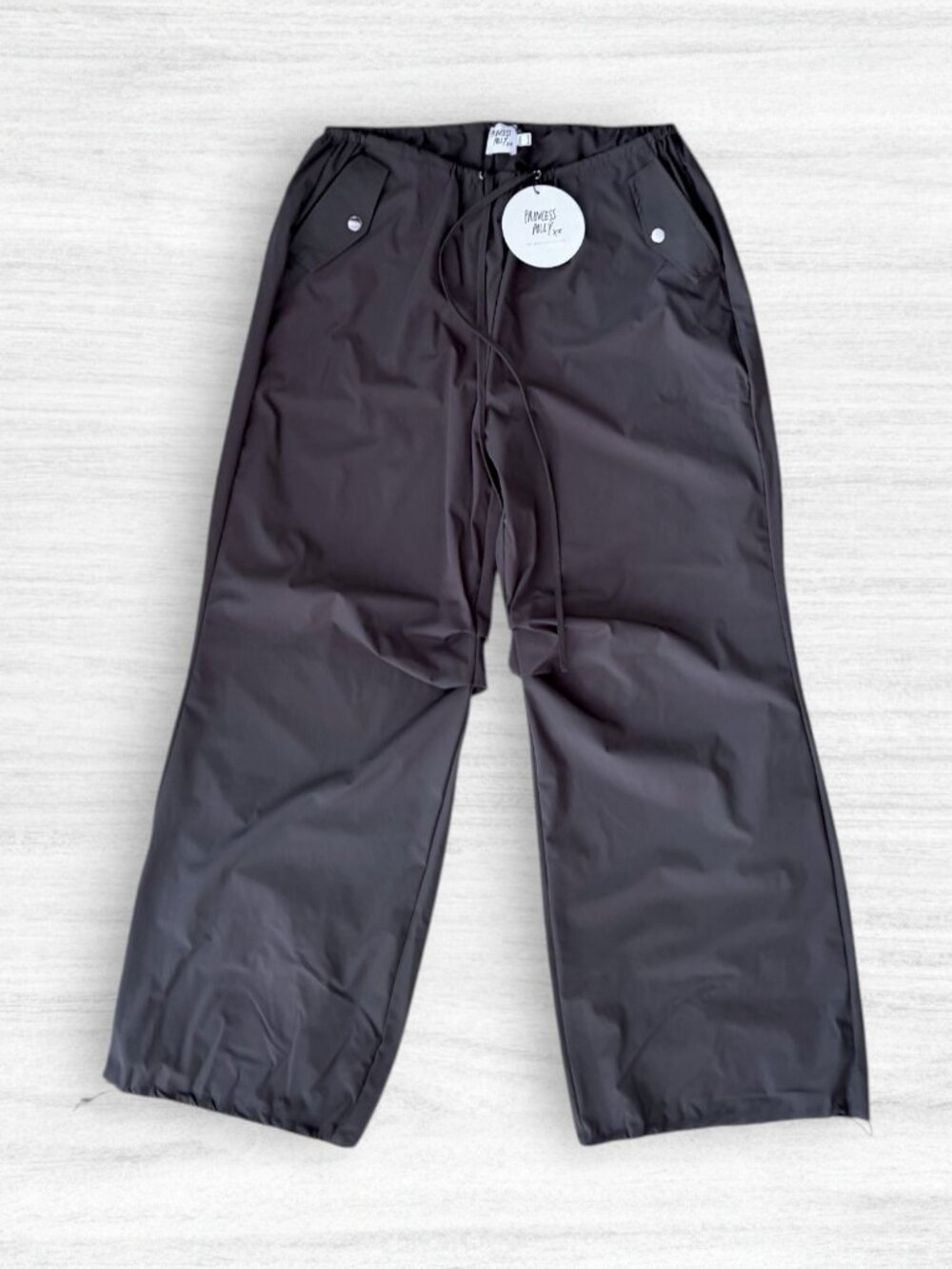 Princess Polly Snowy Parachute Pants Slate Gray Wide Leg Cargo Utility NWT US 8